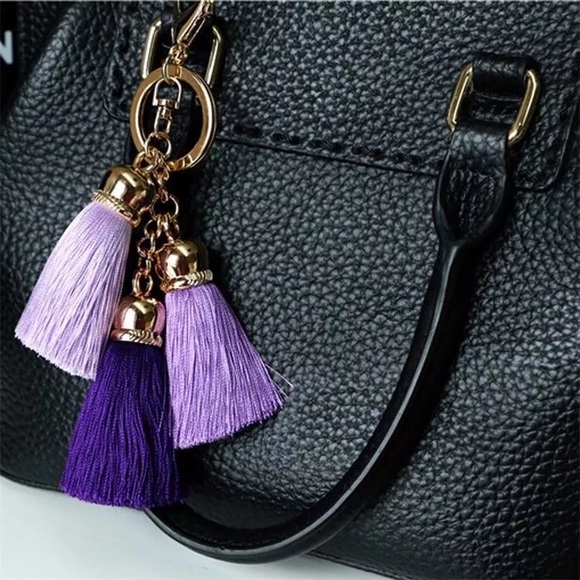 Multi Shade Pink Tassel Keychain Purse Charm - Picture 6 of 12